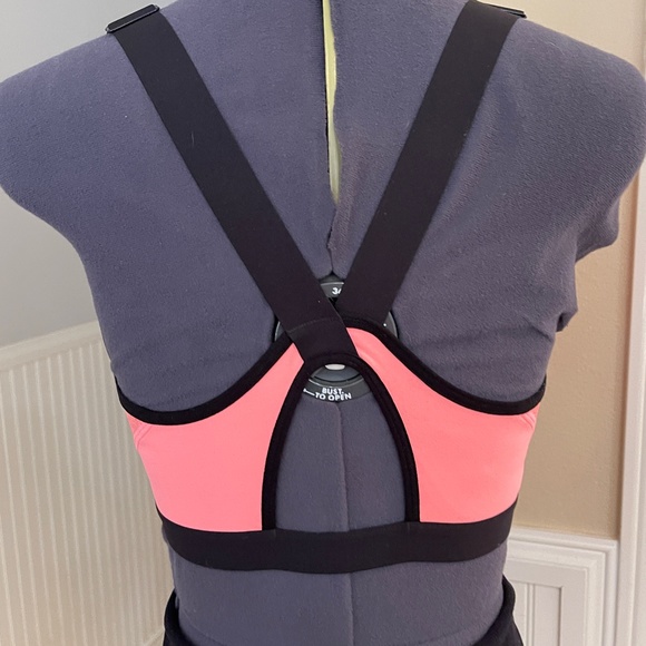 Victoria's Secret VSX Sports Bra Coral Watermelon Sparkly Mesh Sports Bra 34DD E - Picture 2 of 12